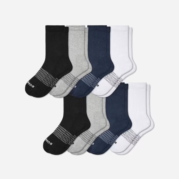 Bombas Men's Solids Half Calf Sock Multicolor 8-Pack Size Large - Picture 1 of 5